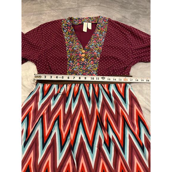 Matilda Jane Paint by Numbers Dress Women Large Artsy Cotton Hippie Boho Midi - Picture 4 of 7